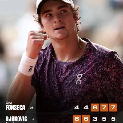 Tennis: Teenager Joao Foncesca stuns legendary Novak Djokovic in epic third round match at the French Open