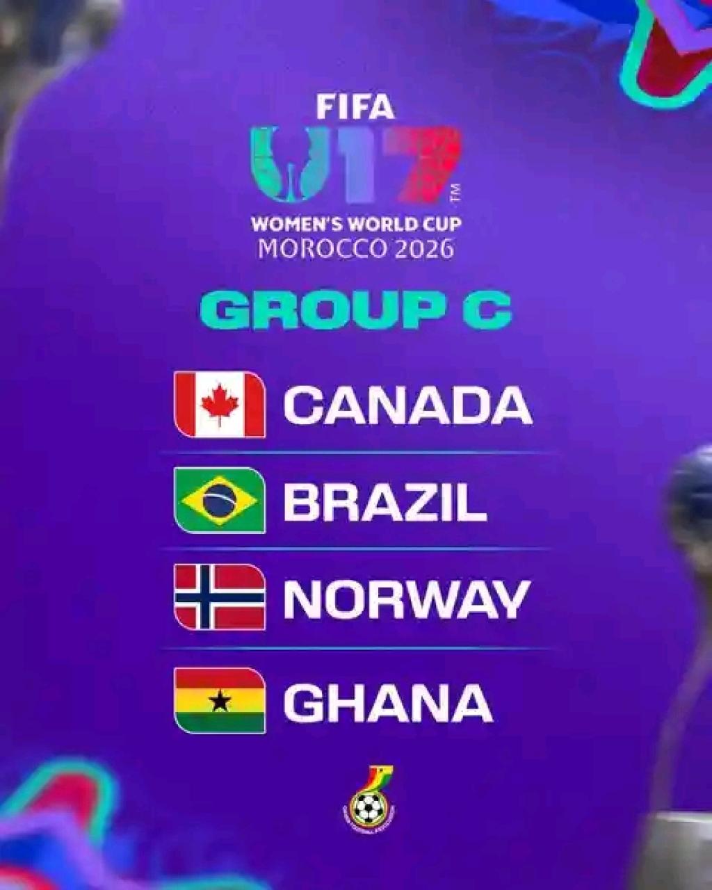 Ghana to play Canada, Brazil and Norway in Group C at 2026 U-17 Women's World Cup