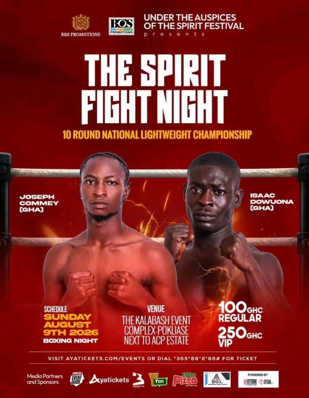 Boxing: Joseph Commey to defend national lightweight strap against Isaac Dowuona on August 9 in Accra