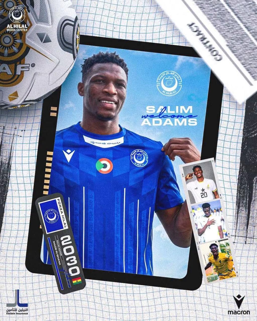 Football: Salim Adams joins Sudanese giants Al Hilal from Ghana champions Medeama SC on a four-year deal