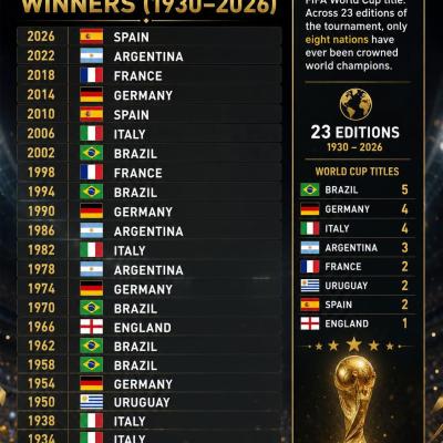Brazil and Italy remains the only countries that have won the FIFA World Cup on successive occasions