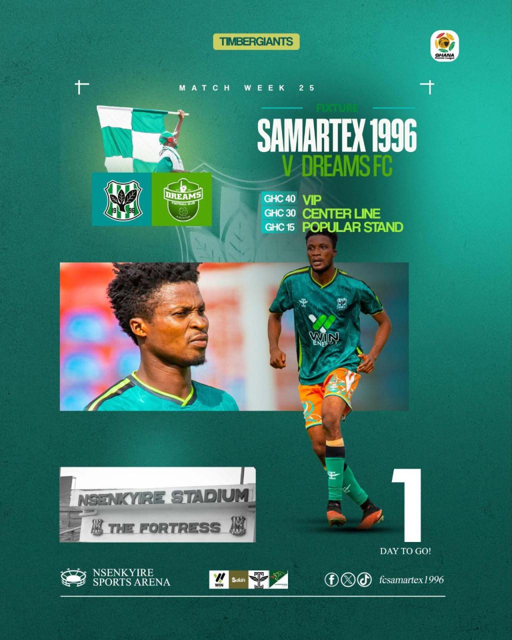 Check out Saturday's matches in the Ghana Premier League as FC Samartex hosts Dreams FC