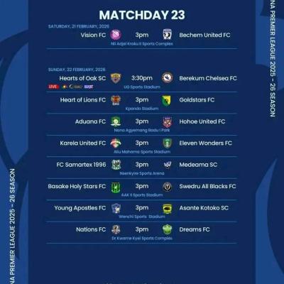 Check out the GPL Matchday 23 fixtures coming up this weekend